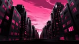 pink and black buildings