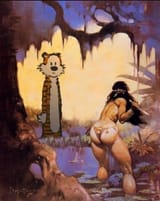 Hobbes in a Frank Frazetta Piece