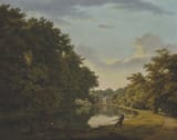 william_ashford_-_the_river_clodiagh_at_charleville_forest__co__offaly__with_the_castellated_farm_buildings_and_gothic_dairy_in_the_distance__1801