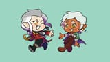toh - eda &amp; raine post teal chibi simple 2560x1440
