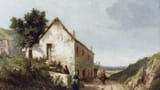 Camille Pissarro - The house by the road of campagne with figures 1856