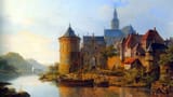 Cornelis_springer-a_view_of_a_town_along_the_rhine