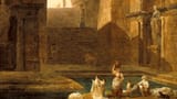 Architectural Scene with Women Washing Clothes at a Pool, Hubert Robert, 1799