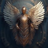 imagine a cocoon made up of 144,000 steel feathers wrapped around a colossus angel