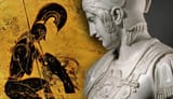 greek-pottery-with-bust-of-ares-sculpture
