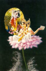 Brahma creates on the order of Krishna