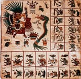 Aztec_-_Representation_of_Quetzalcoatl_and_Tezcatlipoca_Aztec_deities_and_boxes_correspo_-_(MeisterDrucke-1126314)