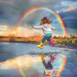 rainbow-puddle-jump-stockcake