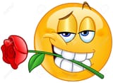 62764640-charming-emoticon-holding-red-rose-flower-between-teeth-in-mouth