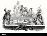 an-old-engraving-showing-the-use-of-the-rack-for-torture-during-the-middle-ages-it-was-first-used-in-britain-around-1450-the-rack-is-a-torture-device-consisting-of-a-rectangular-usually-wooden-frame-with-a-roller-at