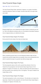 Giza Pyramid Slope Angle Rise and Run Face vs Edge