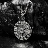 Sterling-Silver-Mens-Celtic-Compass-North-Star-Polaris-Necklace-SP2297-on-props