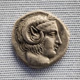Metapontion_-_430-400_BC_-_silver_didrachm_-_head_of_Apollon_Karneios_-_barley_ear_-_München_SMS