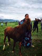 Teru and a regular sized horse